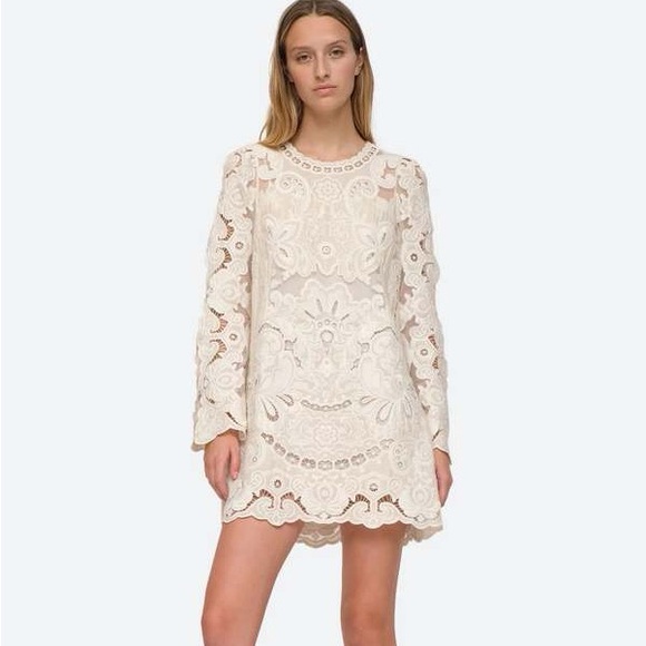 Sea New York Dresses & Skirts - Sea New York Lysa Cream Lace Long Sleeve Dress